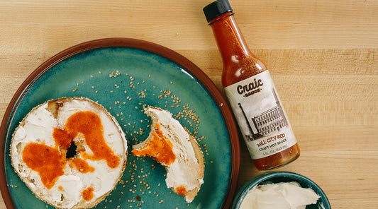 bagel and hot sauce