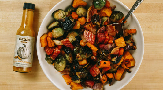 roasted vegetables with golden pumpkin